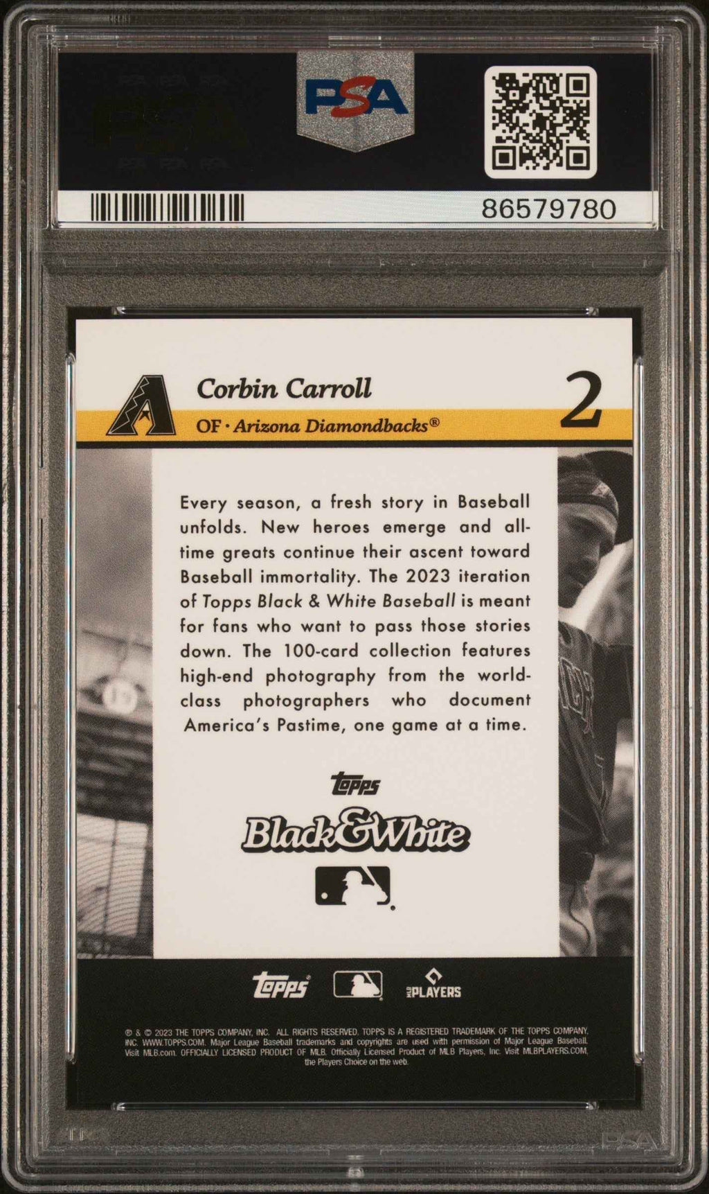 Graded 2023 Topps Black & White Corbin Carroll #2 Rookie RC Baseball Card PSA 10 Gem Mint