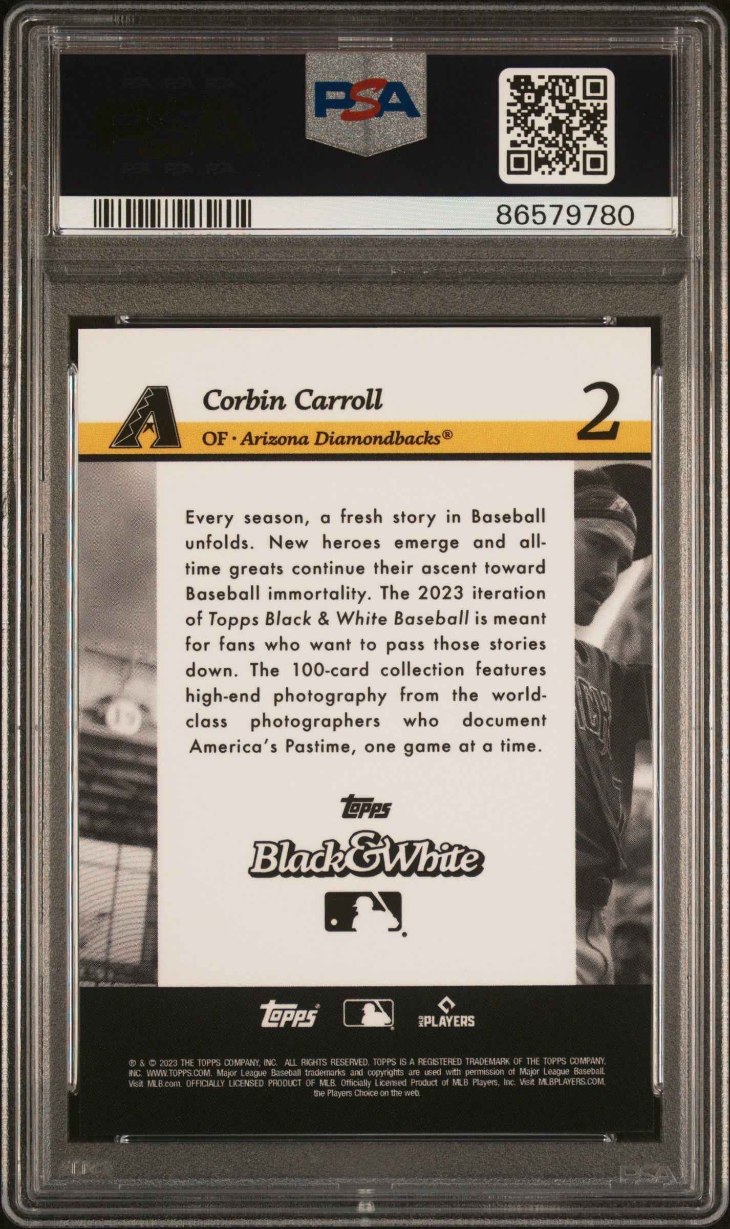 Graded 2023 Topps Black & White Corbin Carroll #2 Rookie RC Baseball Card PSA 10 Gem Mint