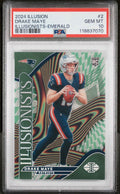 Graded 2024 Panini Illusions Drake Maye #2 Illusionists Emerald Rookie RC Football Card PSA 10 Gem Mint