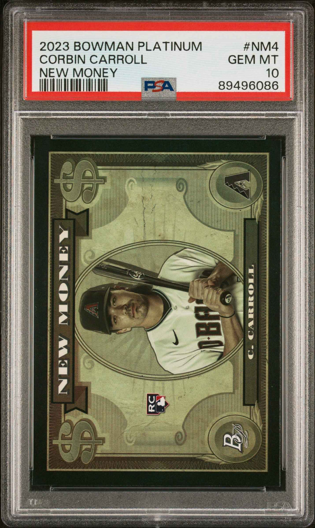 Graded 2023 Topps Bowman Platinum Corbin Carroll #NM4 New Money Rookie RC Baseball Card PSA 10 Gem Mint