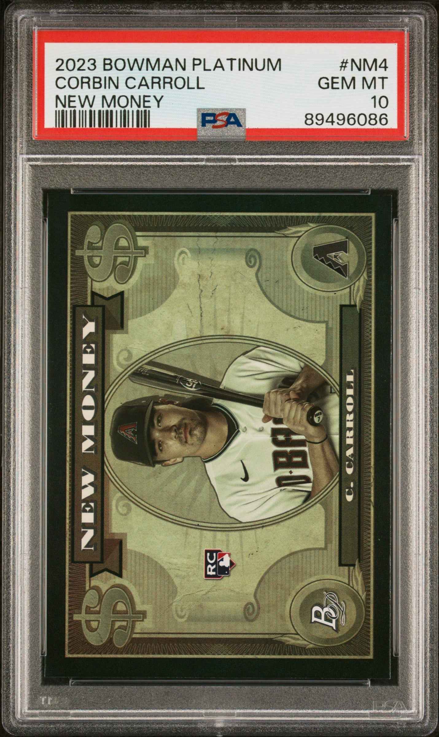 Graded 2023 Topps Bowman Platinum Corbin Carroll #NM4 New Money Rookie RC Baseball Card PSA 10 Gem Mint