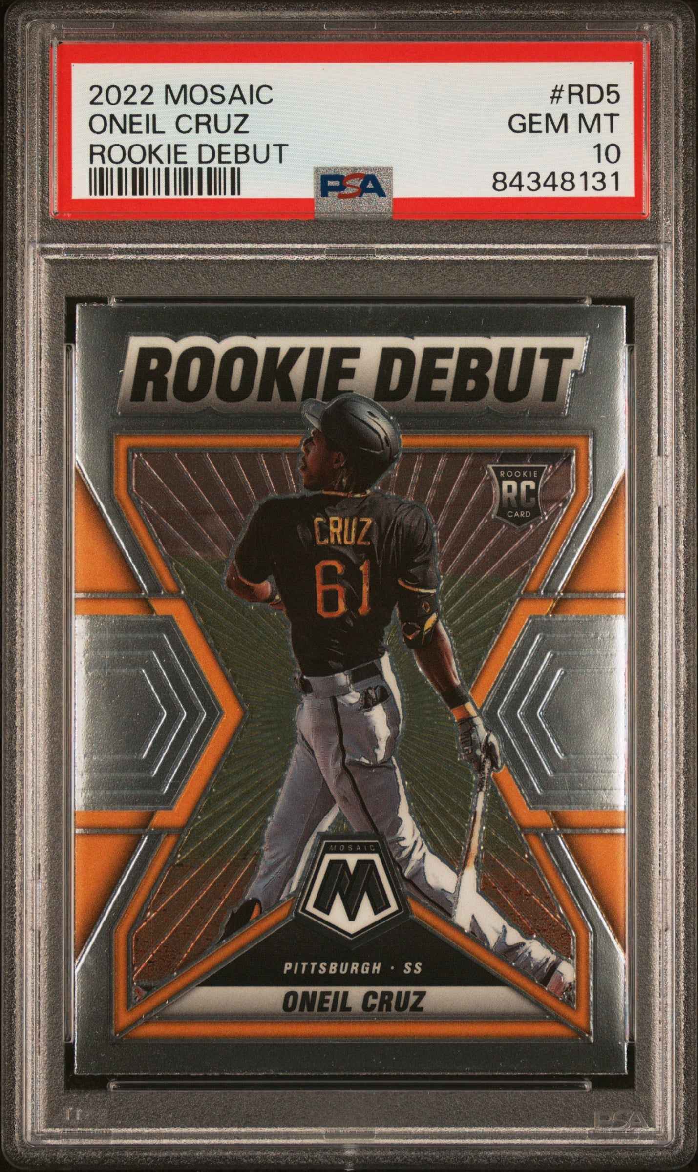 Graded 2022 Panini Mosaic Oneil Cruz #RD5 Rookie Debut RC Baseball Card PSA 10 Gem Mint