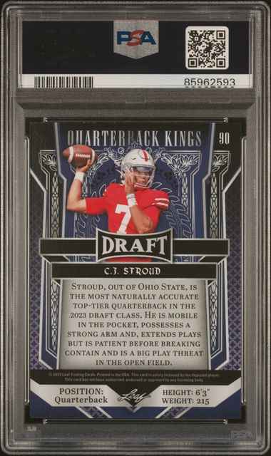 Graded 2023 Leaf Draft CJ Stroud #90 Rookie RC Football Card PSA 10 Gem Mint