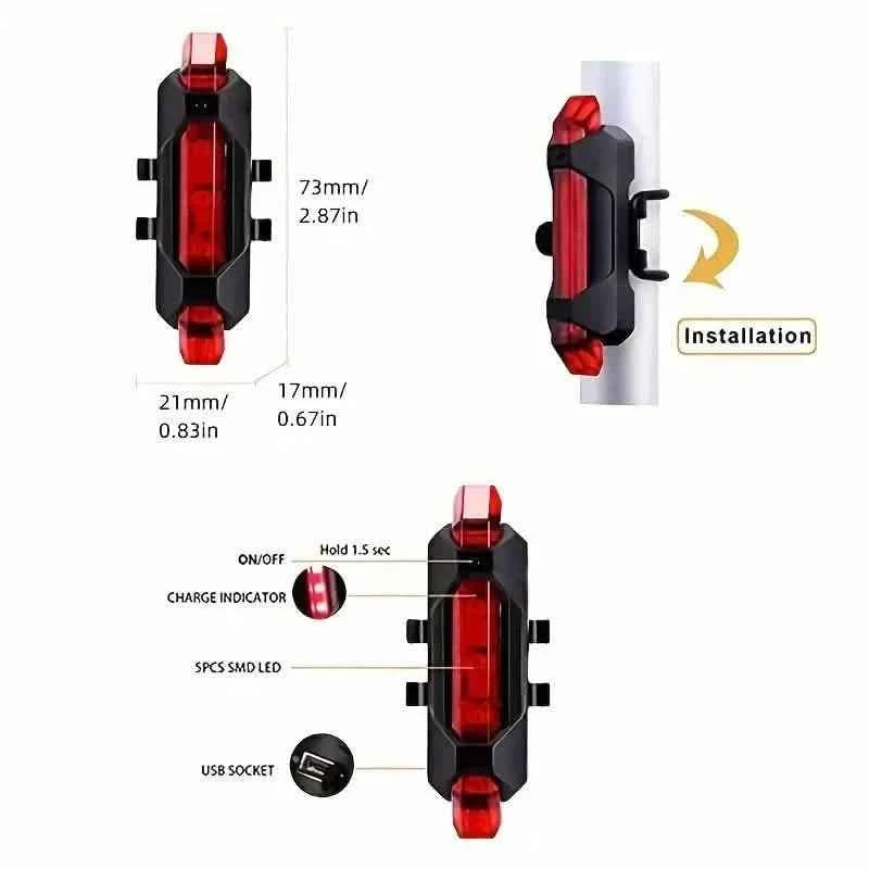USB Rechargeable LED Bike Tail Light - 4 Flashing Modes For Safety And Visibility