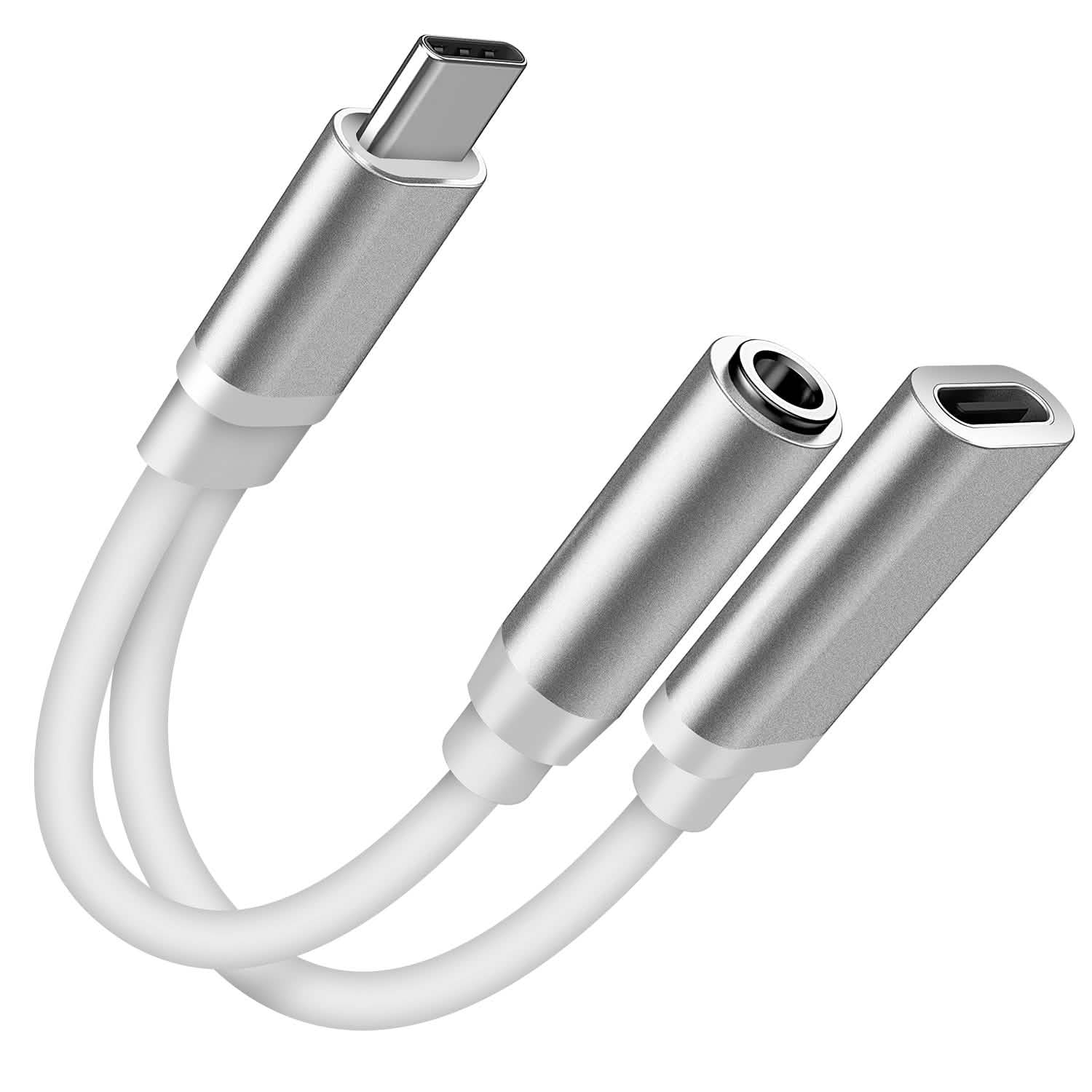 USB Type C to 3.5MM Aux Audio Charging Adapter