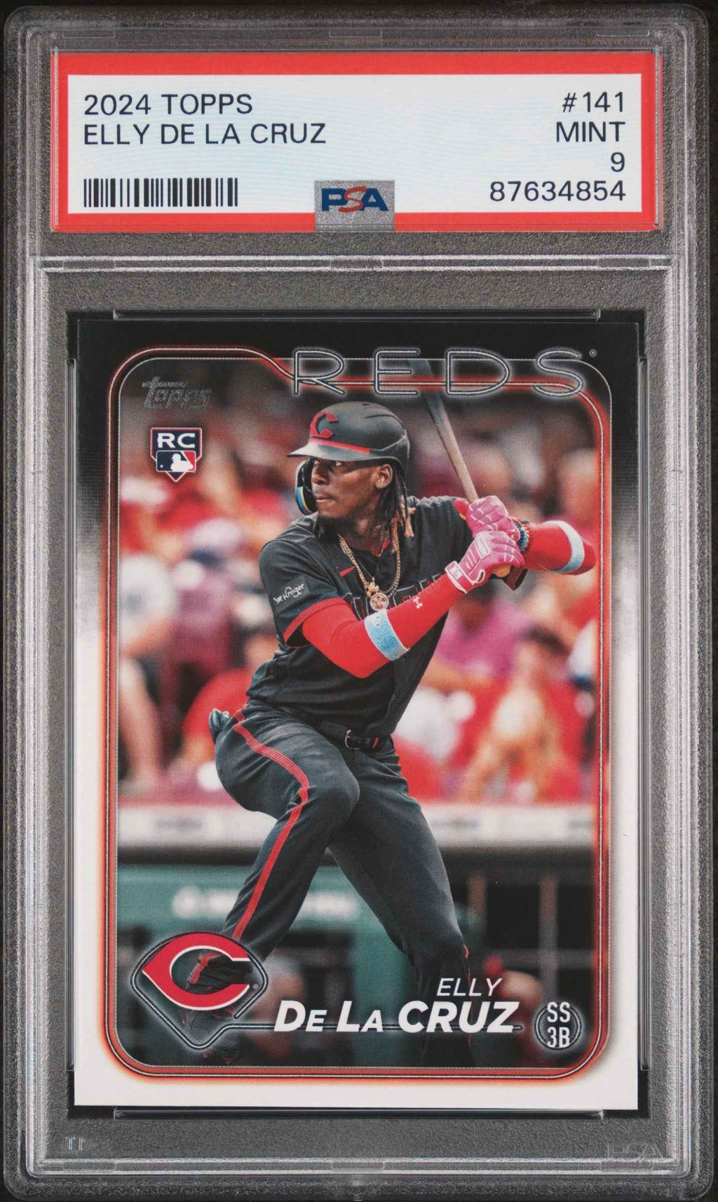 Graded 2024 Topps Elly De La Cruz #141 Rookie RC Baseball Card PSA 9 Mint