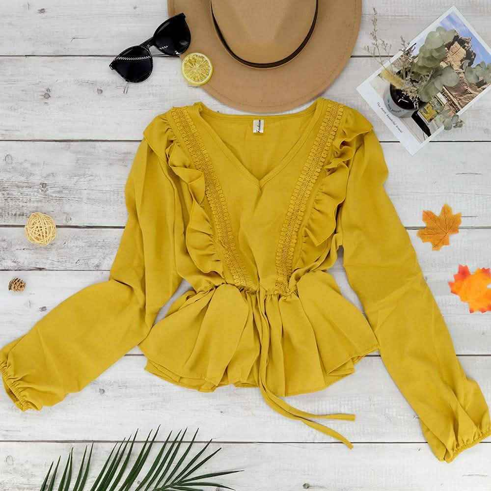 V-Neck Ruffle Blouse