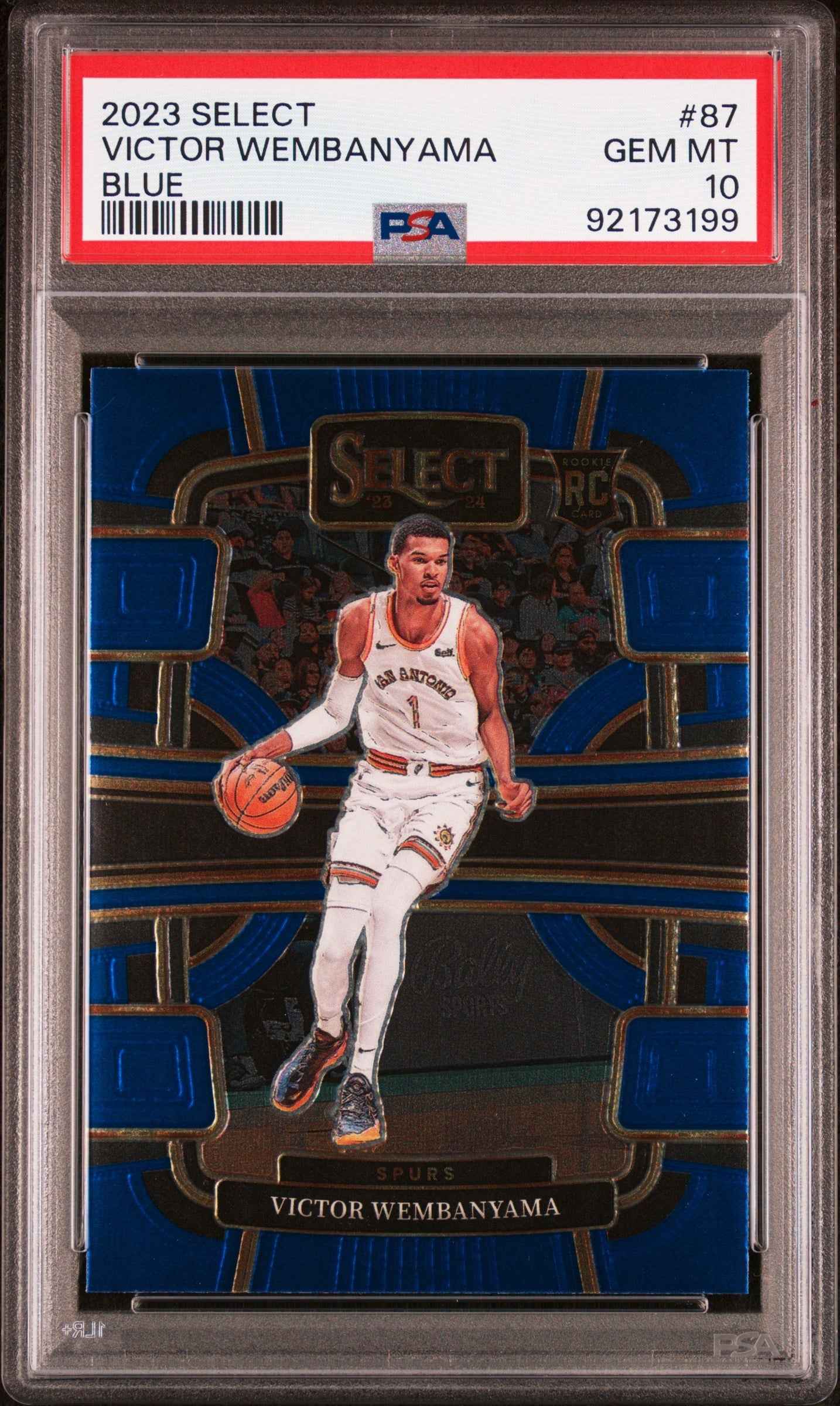 Graded 2023 Panini Select Victor Wembanyama #87 Blue Rookie RC Basketball Card PSA 10 Gem Mint