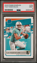 Graded 2020 Panini Donruss Tua Tagovailoa #302 Rookie RC Football Card PSA 9 Mint