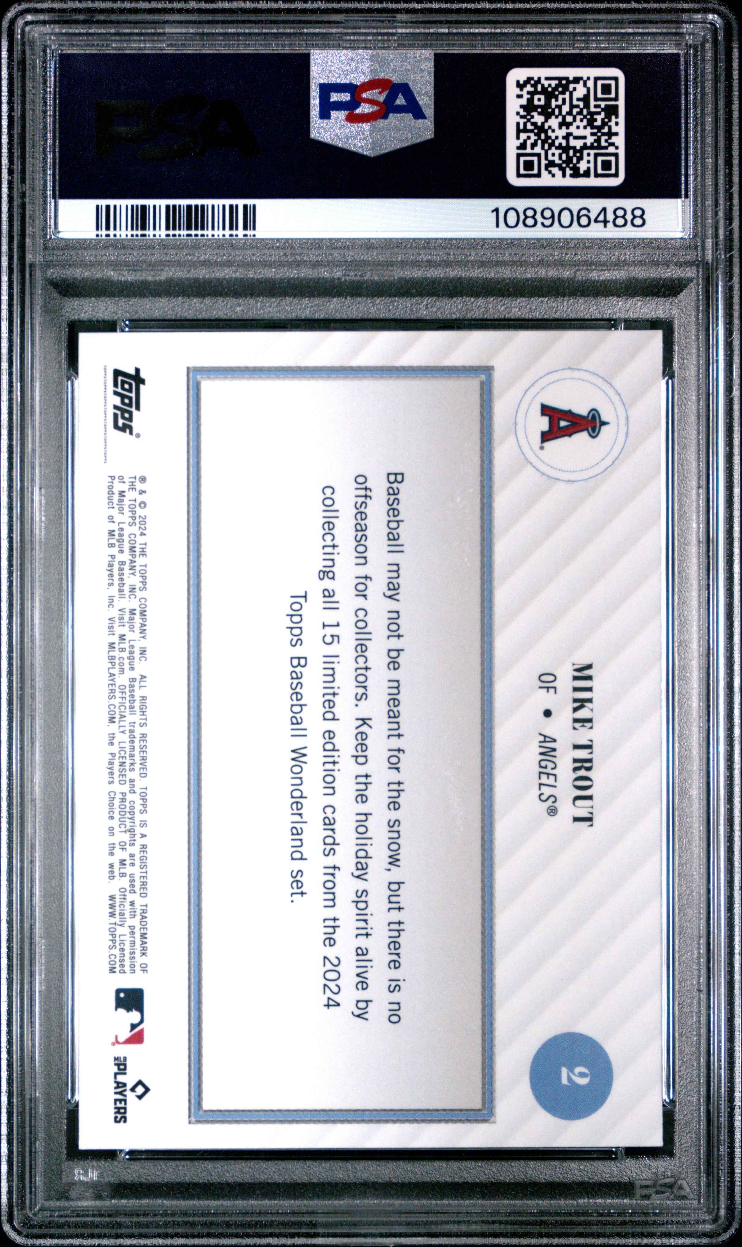 Graded 2024 Topps Wonderland Mike Trout #2 Baseball Card PSA 9 Mint