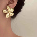 Vintage French-style Golden Flower Earrings