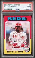 Graded 2024 Topps Heritage Elly De La Cruz #473 Rookie RC Baseball Card PSA 9 Mint