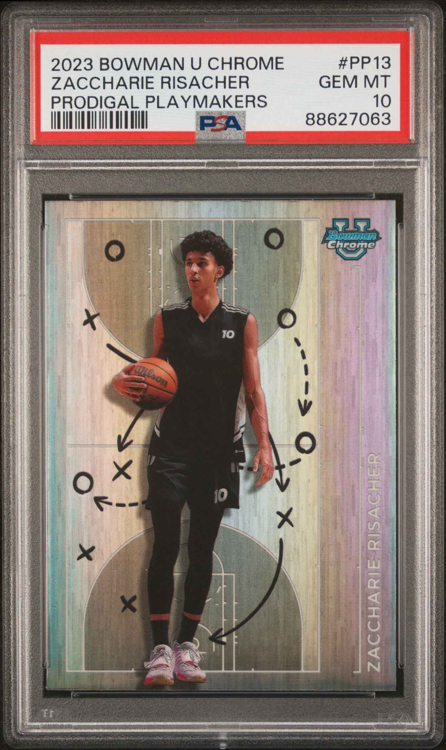 Graded 2023 Topps Bowman U Chrome Zaccharie Risacher #PP13 Prodigal Playmakers Rookie RC Basketball Card PSA 10 Gem Mint