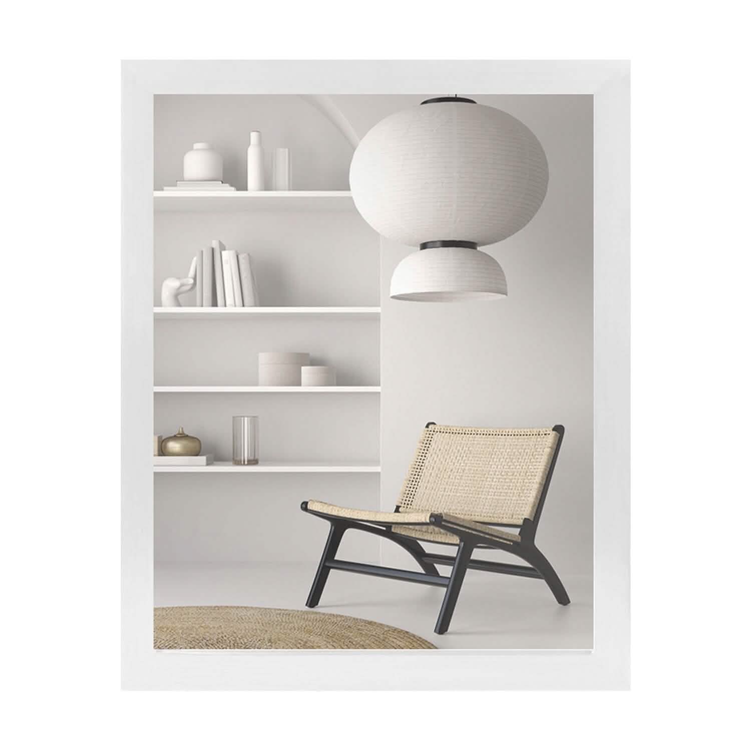Wall Mount Mirror Wood-Like Frame Rectangle Modern Hanging Mirror