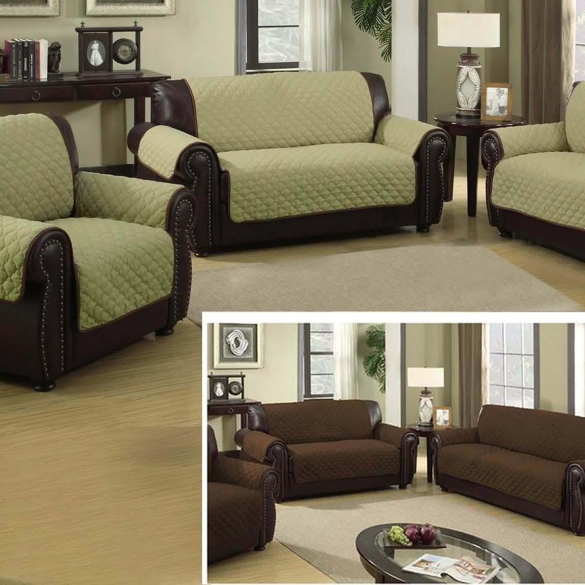 Waterproof Quilted Reversible Furniture Slipcover for Chair, Loveseat, or Sofa