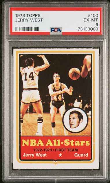 Graded 1973 Topps Jerry West #100 Basketball Card PSA 6 EX-MT