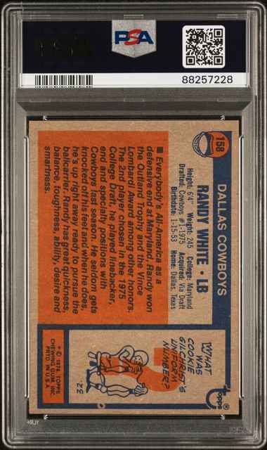 Graded 1976 Topps Randy White #158 Rookie RC Football Card PSA 8 NM-MT