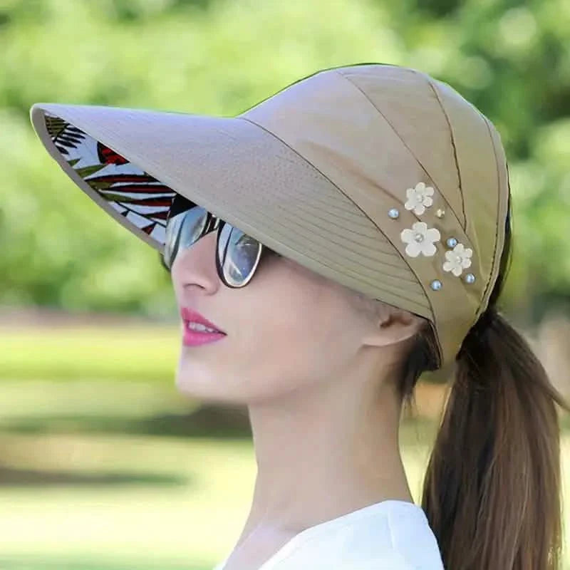 Wide Brim Sun Visor Foldable Picnic Hat Beach UV Protection Scallop Cap
