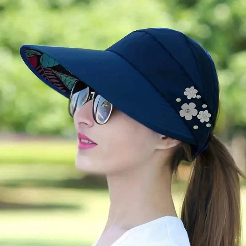 Wide Brim Sun Visor Foldable Picnic Hat Beach UV Protection Scallop Cap