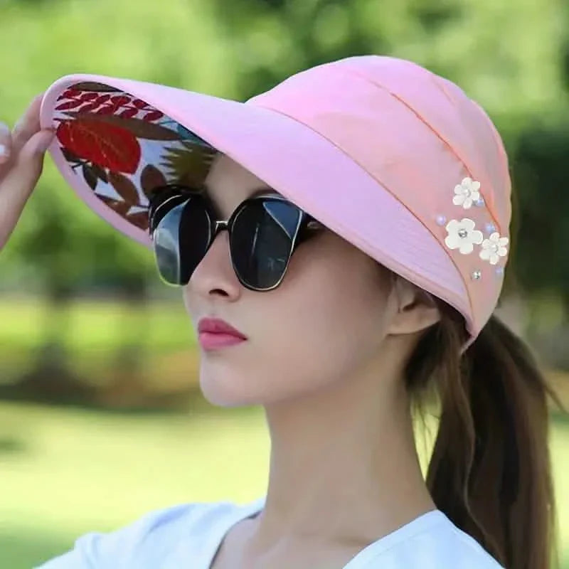 Wide Brim Sun Visor Foldable Picnic Hat Beach UV Protection Scallop Cap