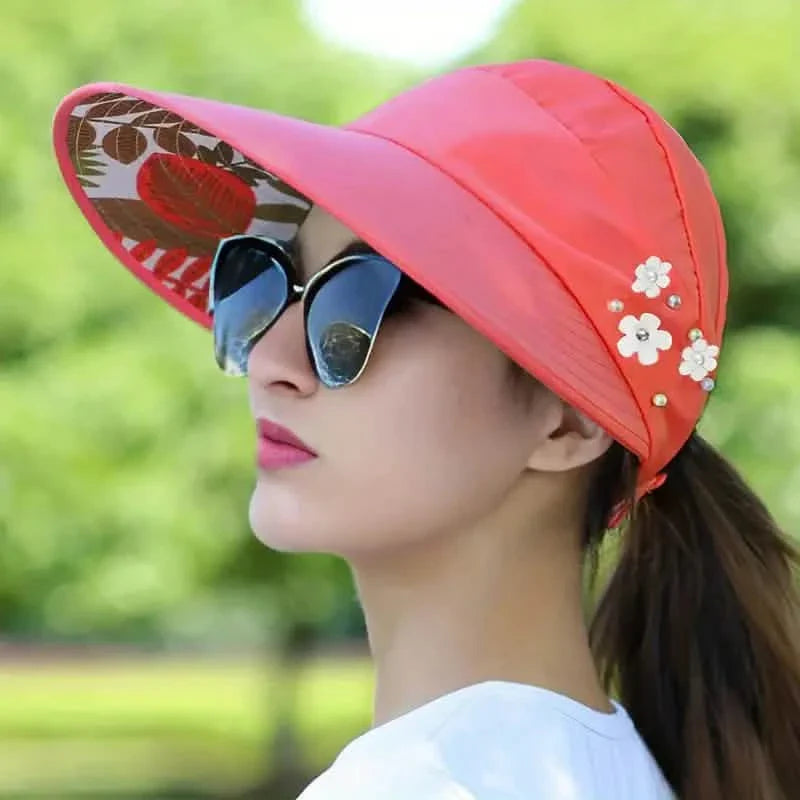 Wide Brim Sun Visor Foldable Picnic Hat Beach UV Protection Scallop Cap