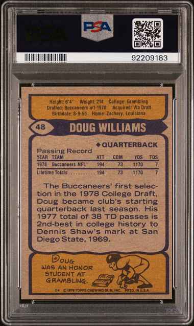 Graded 1979 Topps Doug Williams #308 Rookie RC Football Card PSA 9 Mint