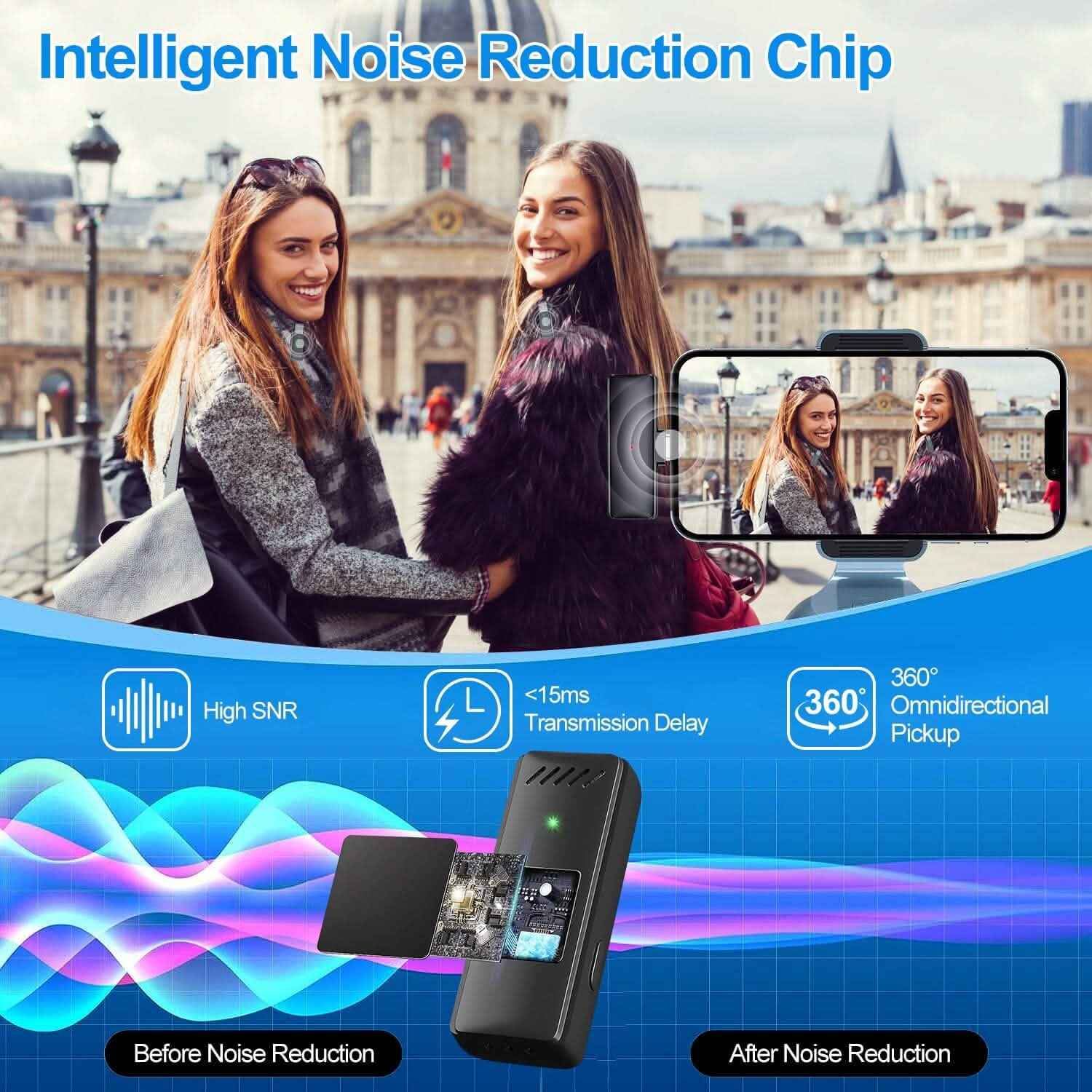 Wireless Clip On Microphone with Charging Case