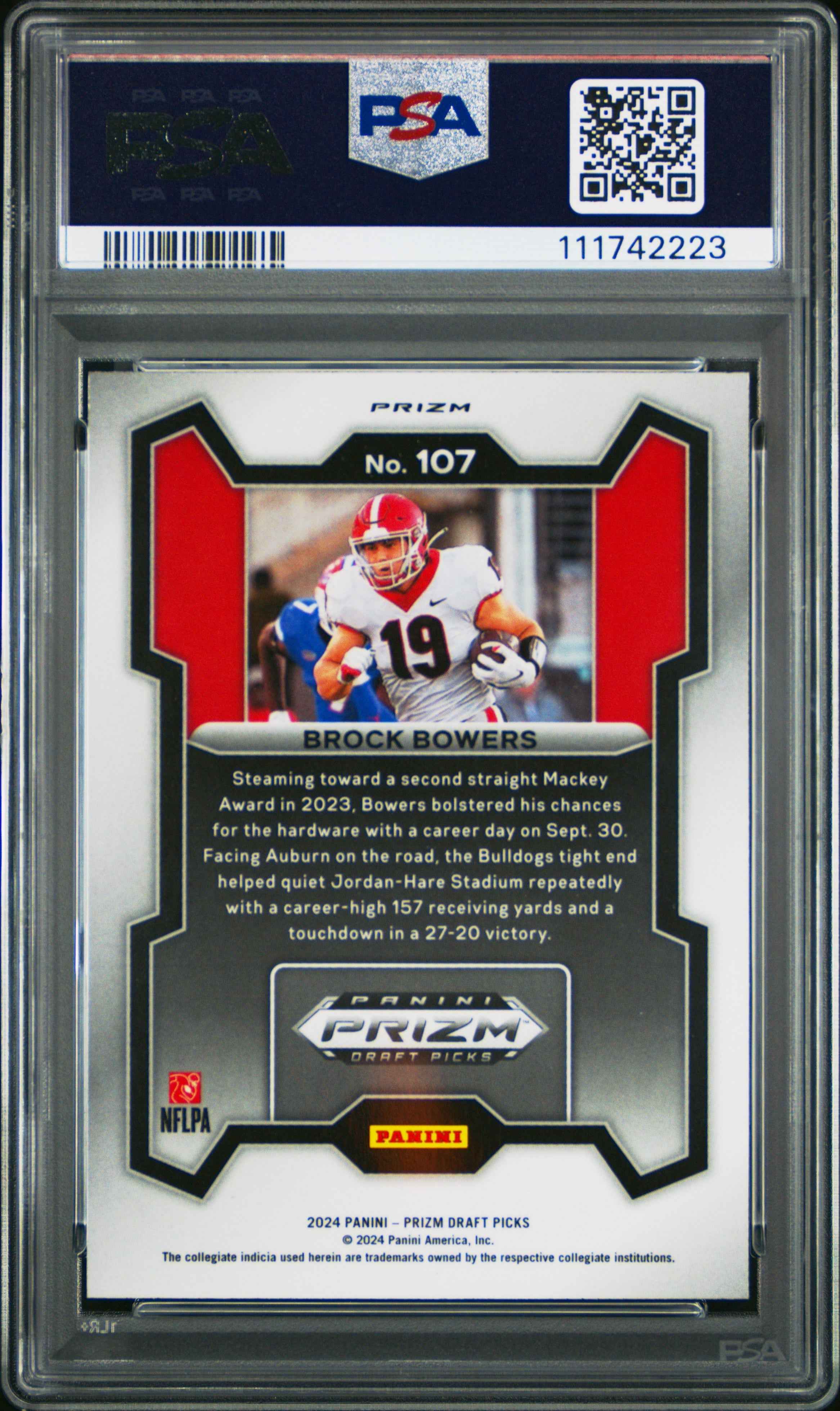 Graded 2024 Panini Prizm Draft Picks Brock Bowers #107 Silver Prizm Rookie RC Football Card PSA 10 Gem Mint