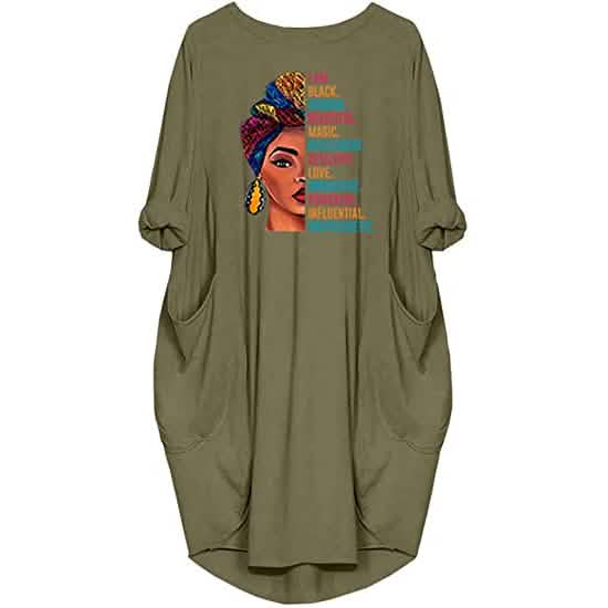 Woman's Long Sleeve Loose Pocket Oversize Tunic Dress
