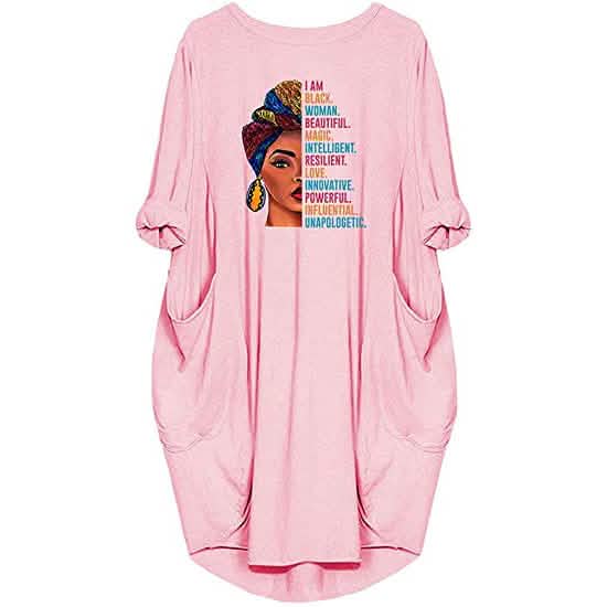 Woman's Long Sleeve Loose Pocket Oversize Tunic Dress