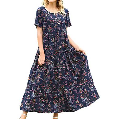 Women Casual Loose Bohemian Floral Dress