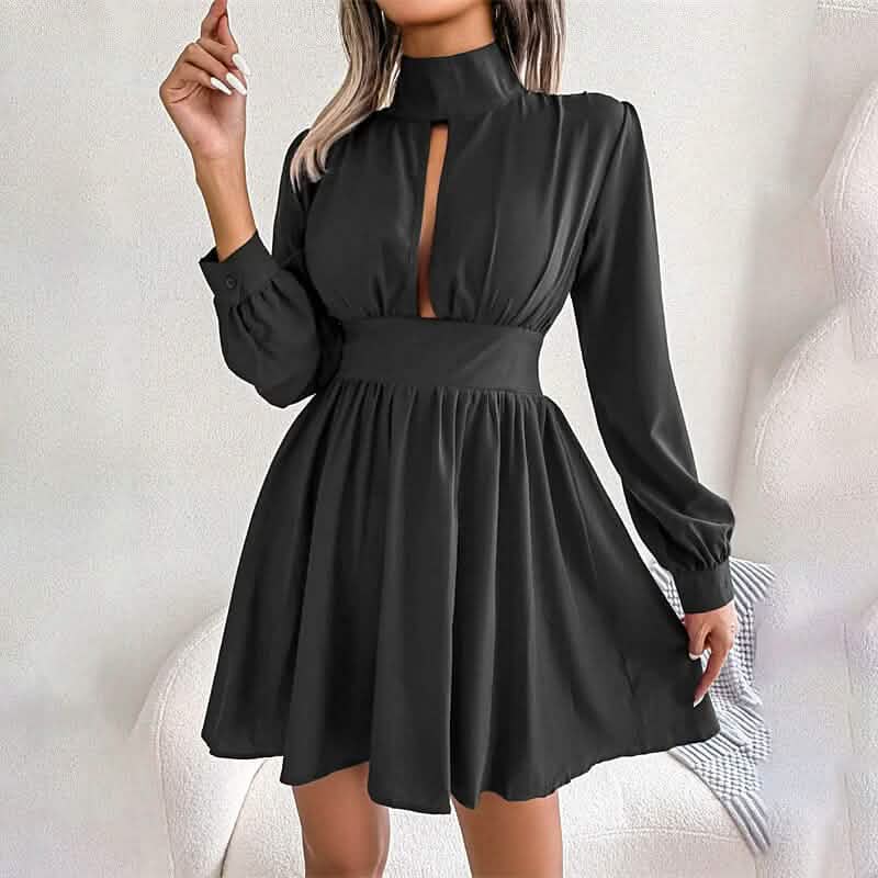 Women's A Line Turtleneck Mini Dress
