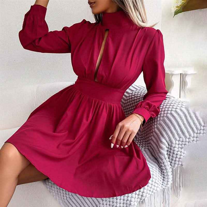 Women's A Line Turtleneck Mini Dress