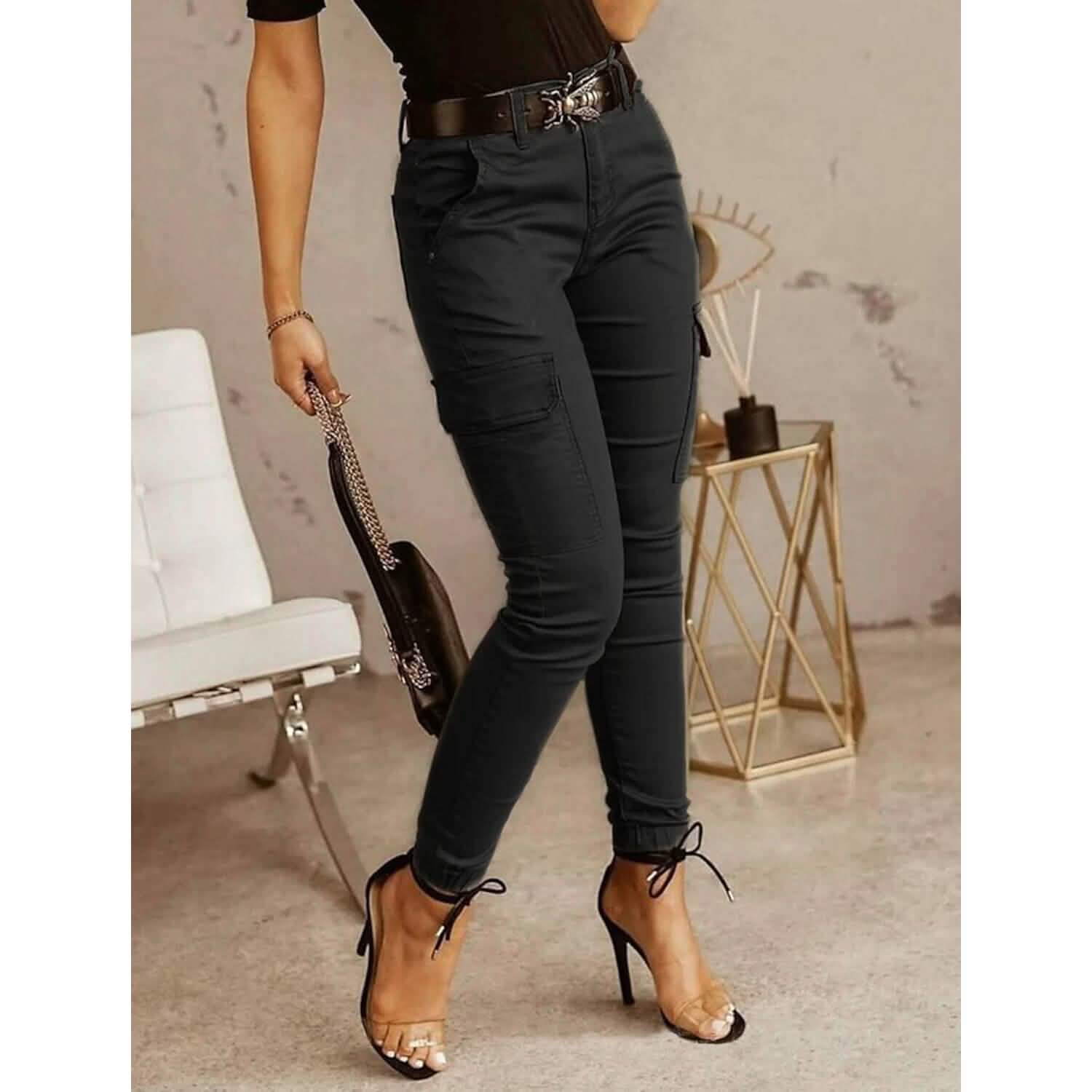 Women's Basic Essential Casual Sporty Tactical Cargo Trousers