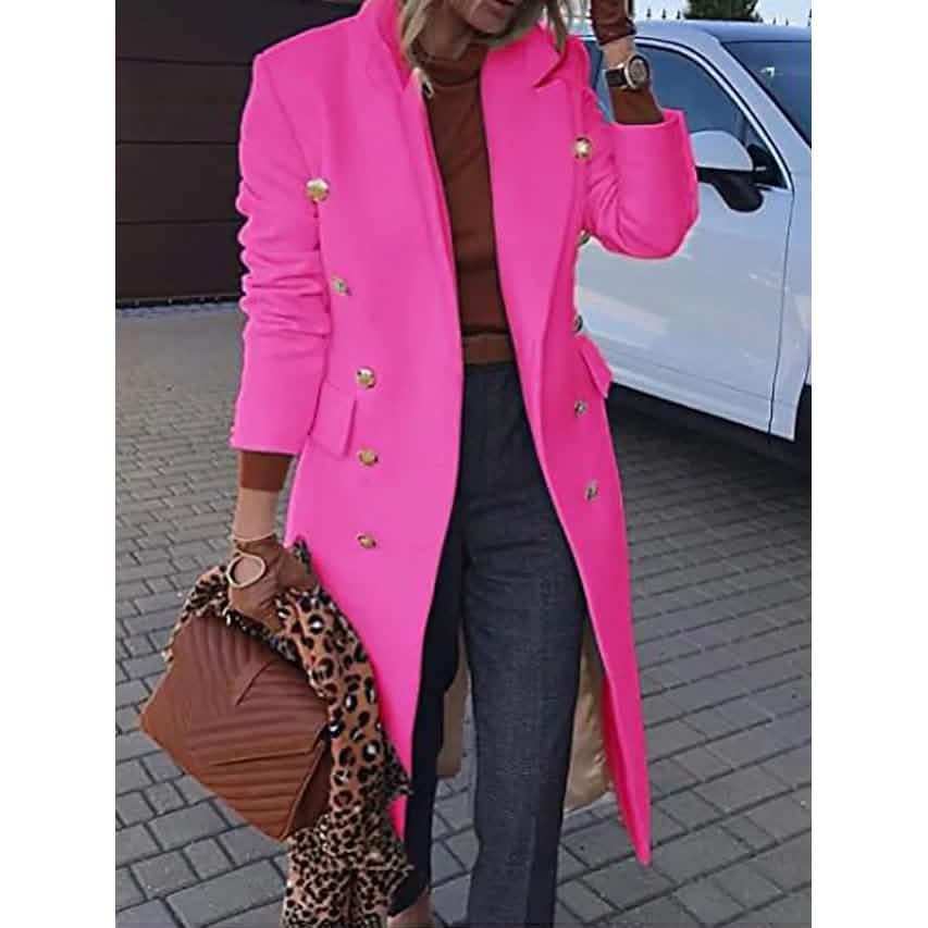 Women's Coat Regular Fit Warm Casual Jacket Long Sleeve Solid Color