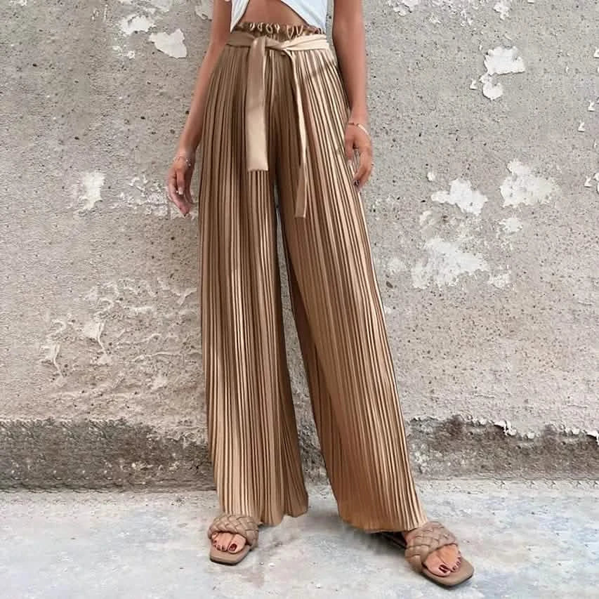 Women's High-Waisted Straight-Leg Strappy Pants