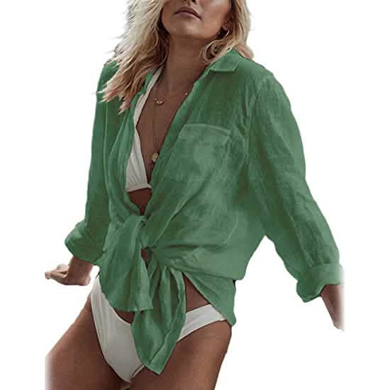 Women's Long Sleeve Beach Shirt Blouse