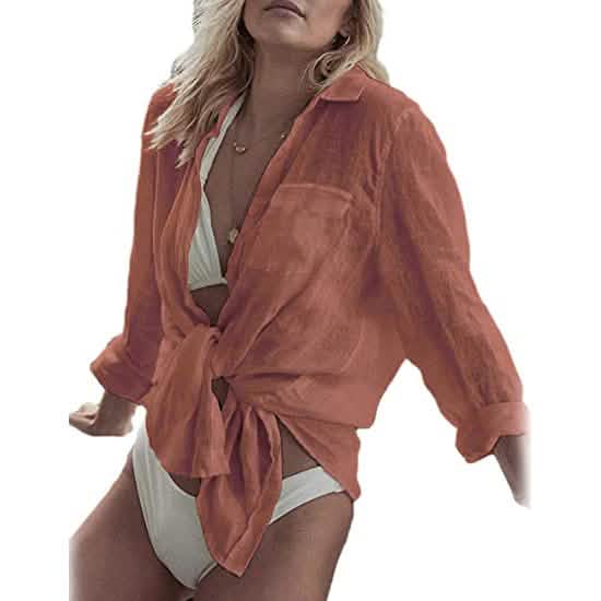 Women's Long Sleeve Beach Shirt Blouse