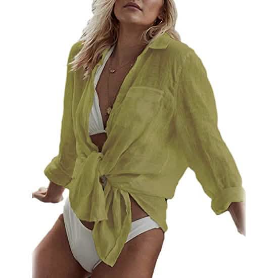 Women's Long Sleeve Beach Shirt Blouse