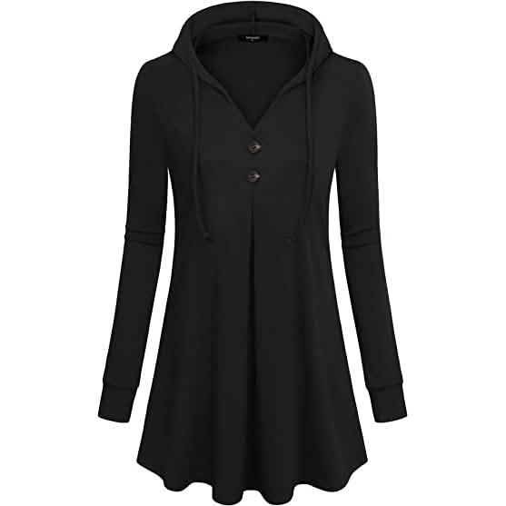 Women's Long Sleeve Hooded Tunic Tops