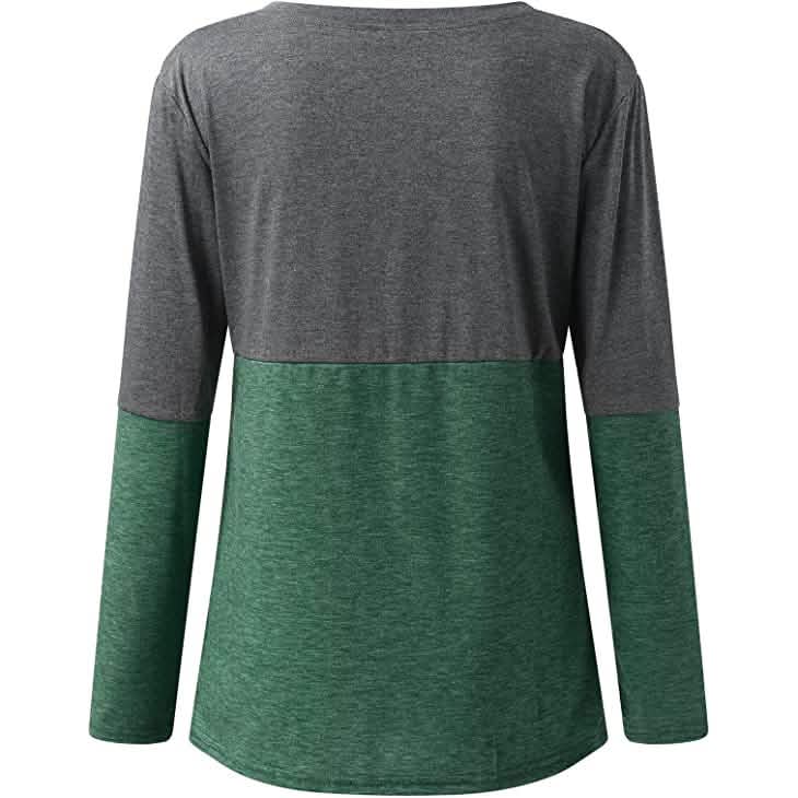 Women's Long Sleeve V Neck Loose Basic Shirt