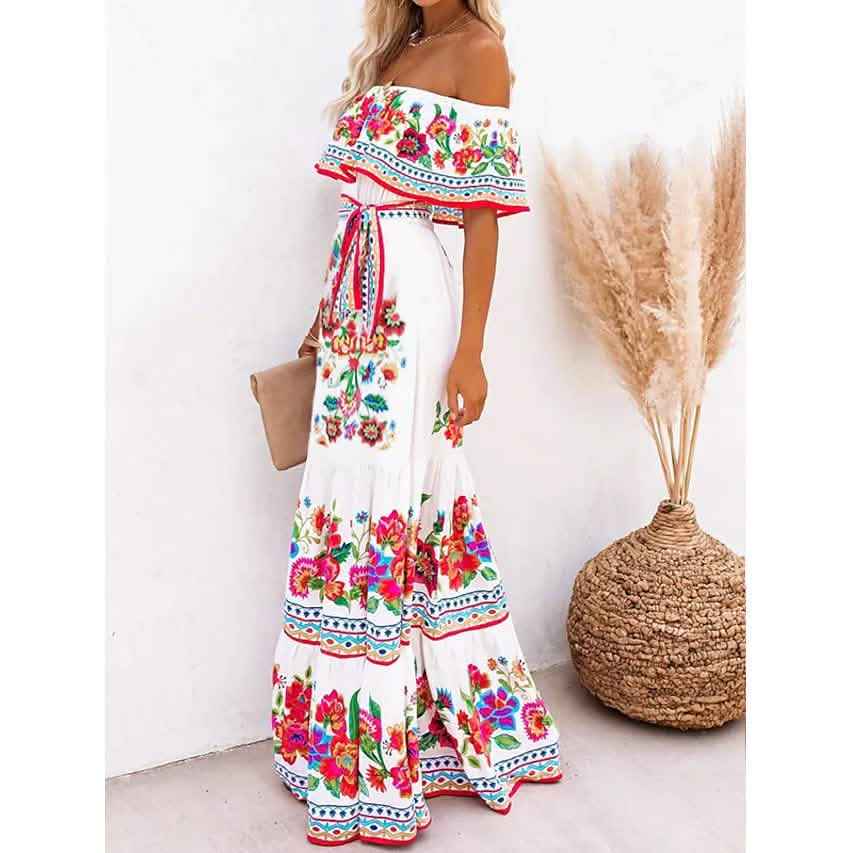 Women's Off Shoulder Print Dress