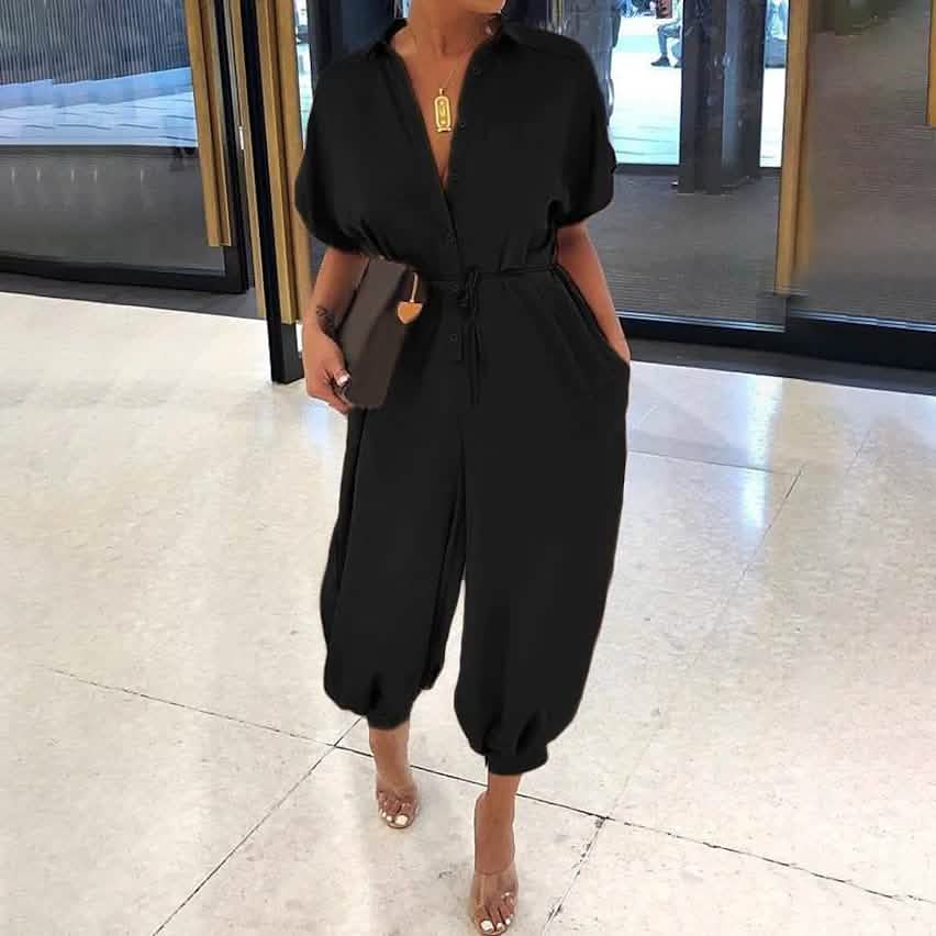 Women's Ordinary Deep V Jumpsuit