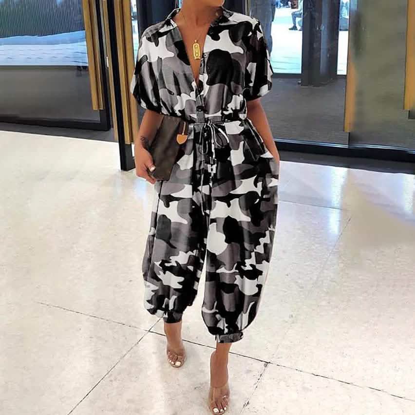 Women's Ordinary Deep V Jumpsuit