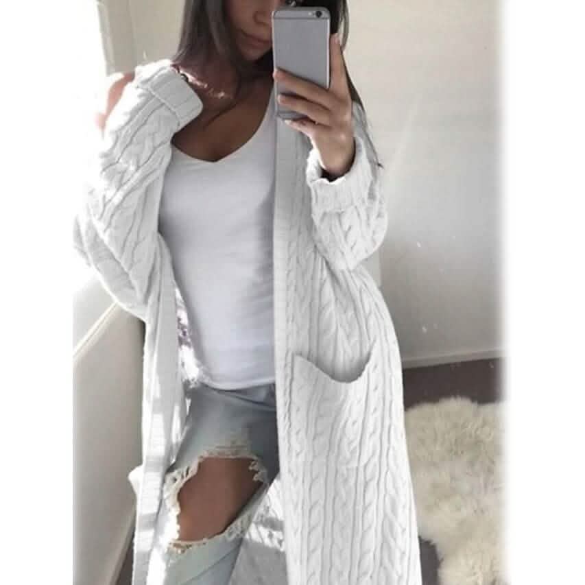 Women's Pocket Knitted Cardigan Sweater