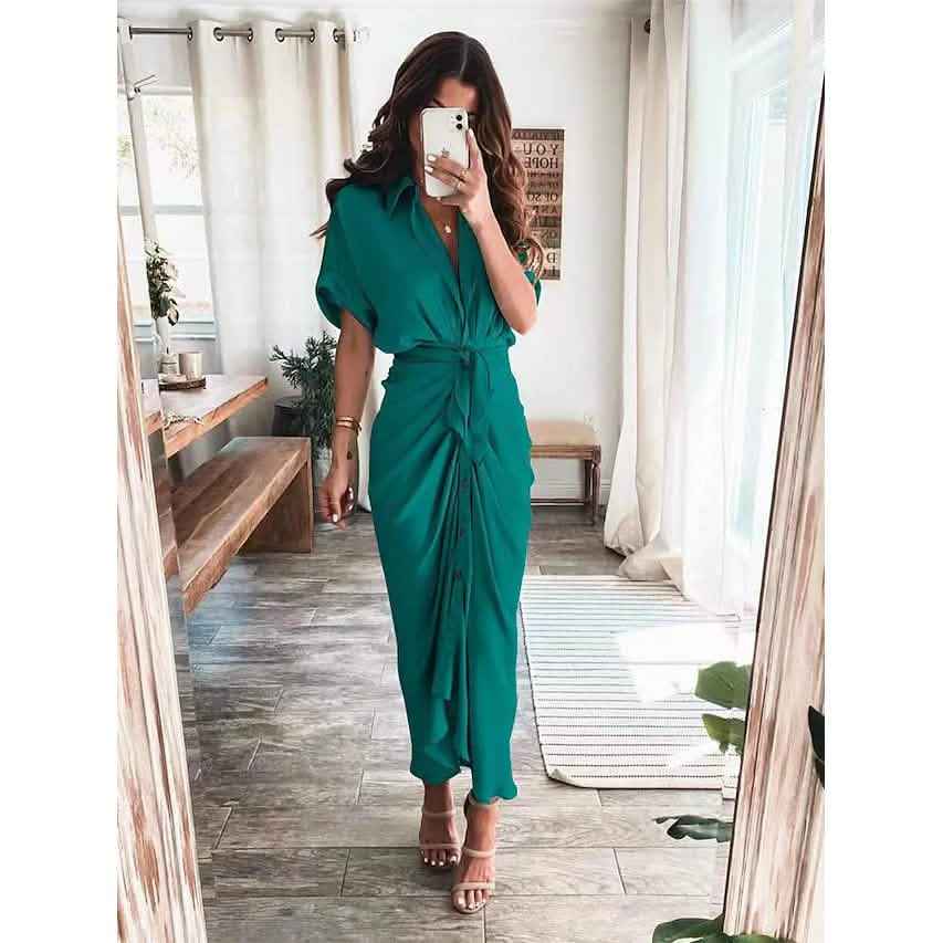 Women's Shirt Maxi Long Dress