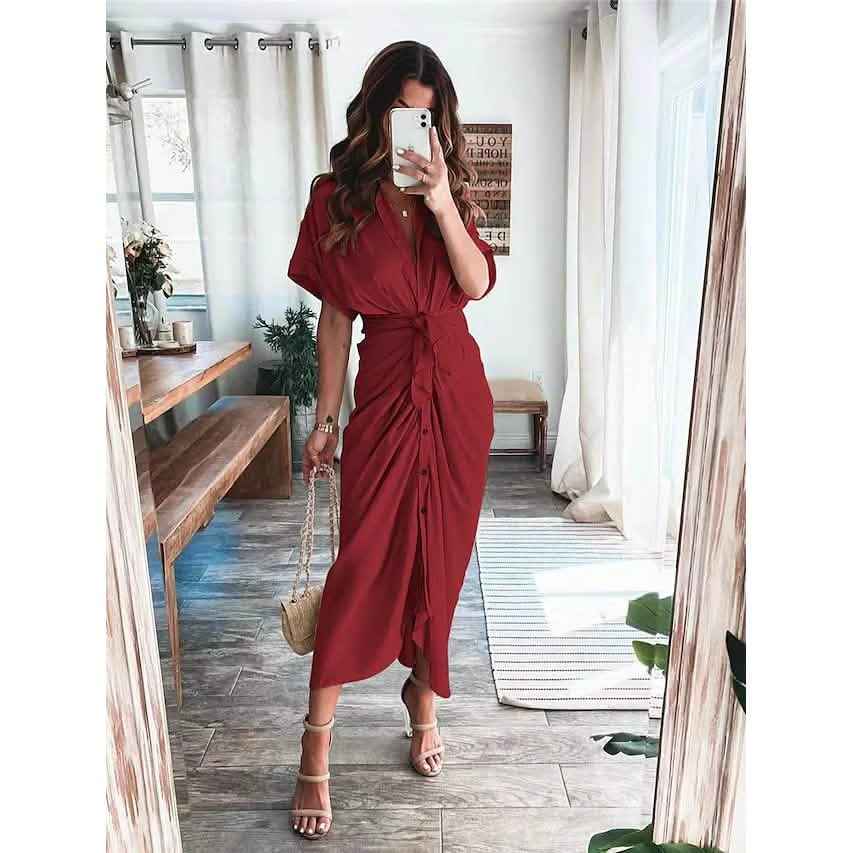 Women's Shirt Maxi Long Dress