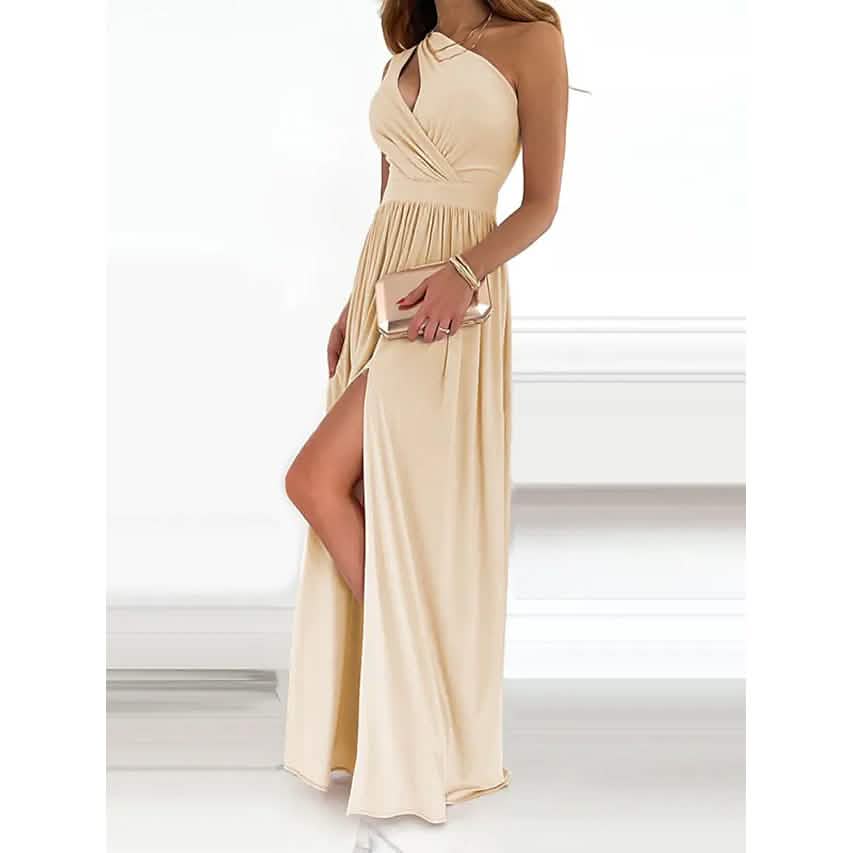 Women's Sleeveless One Shoulder Elegant Dress