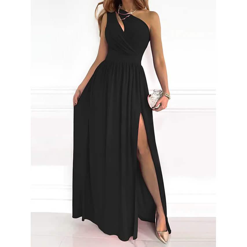Women's Sleeveless One Shoulder Elegant Dress