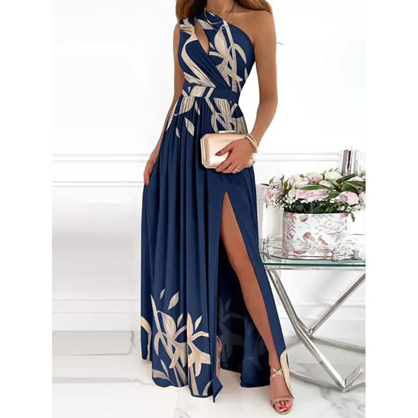 Women's Sleeveless One Shoulder Elegant Dress